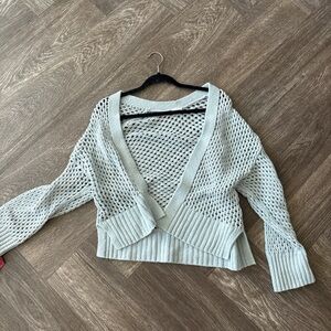 Abercrombie Women's Open-Knit Sweater - very light blue